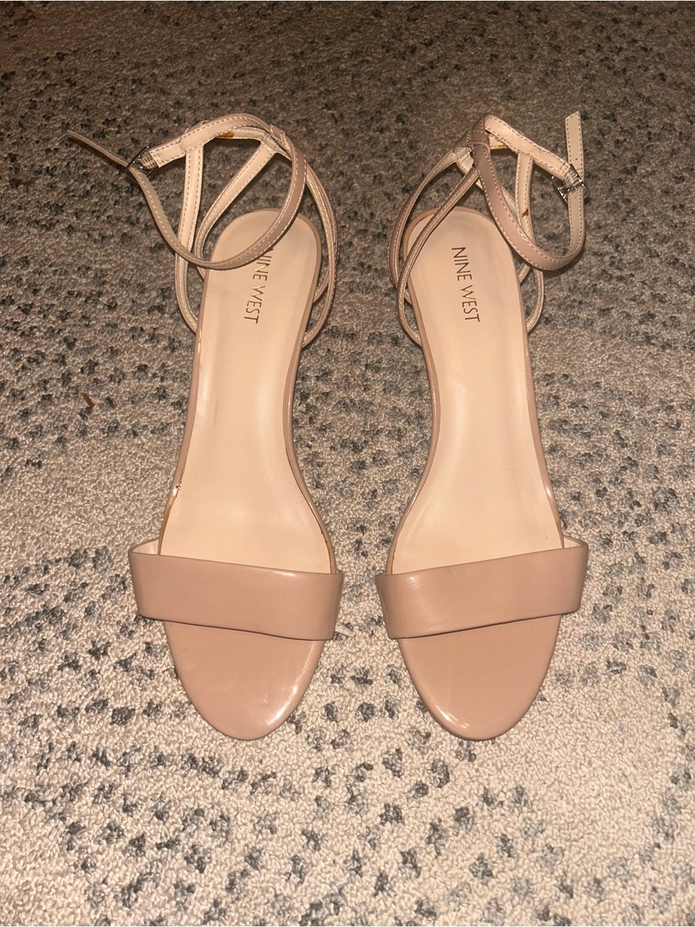 Sz 10 Nine West Beige Nude Ankle-Strap Heels